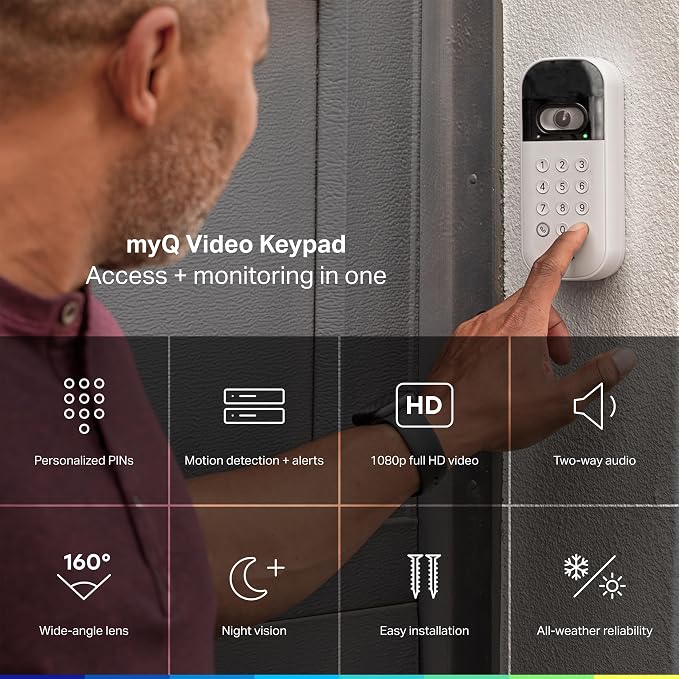 myQ Secure View™ 3-in-1 Smart Lock Deadbolt + Garage Door Video Keypad + Power - Image 8