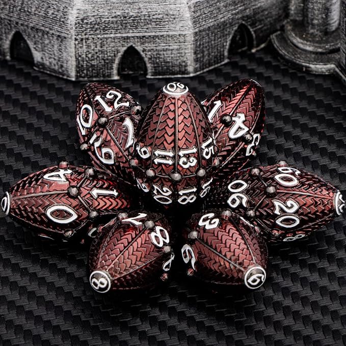 ARUOHHA DND Metal Dice Black Red Dragon Egg Dice - Image 5
