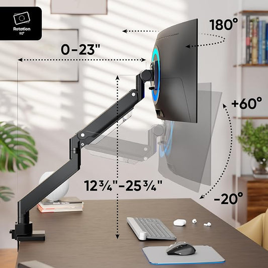 ONKRON Heavy Duty Monitor Arm for 17-57 Inch Screen up to 59.4 lbs, Ultrawide - Image 2