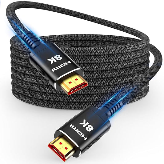 Snowkids 8K Long HDMI Cable 30 ft, Non-Slip Nylon Braided, 48Gbps Ultra by Snowkids