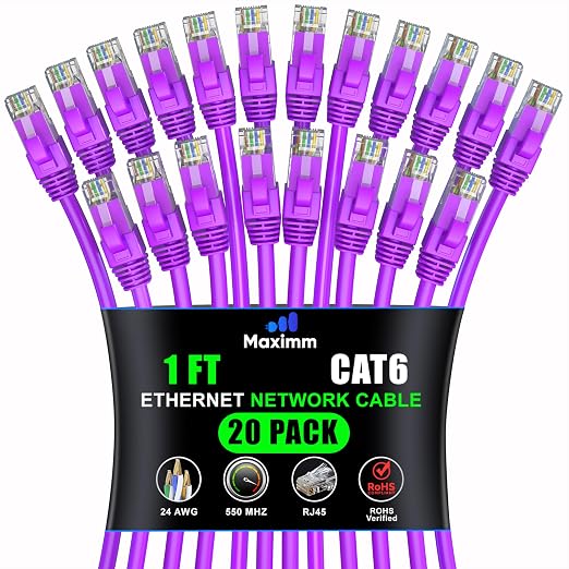 Maximm Cat 6 Ethernet Cable 1 ft by MaximmCable