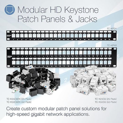 TRENDnet 24-Port Blank Keystone 1U Patch Panel, 1U 19" Metal Rackmount Housing - Image 4