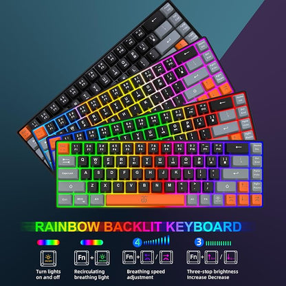 Snpurdiri 60% Wireless Gaming Keyboard and Mouse Combo, Rainbow Backlit - Image 4