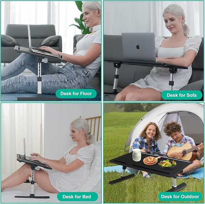 Laptop Bed Tray Desk with Adjustable Heights and Angles, Upgraded-Sturdy - Image 2