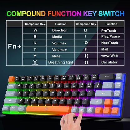 Snpurdiri 60% Wireless Gaming Keyboard and Mouse Combo, Rainbow Backlit - Image 5