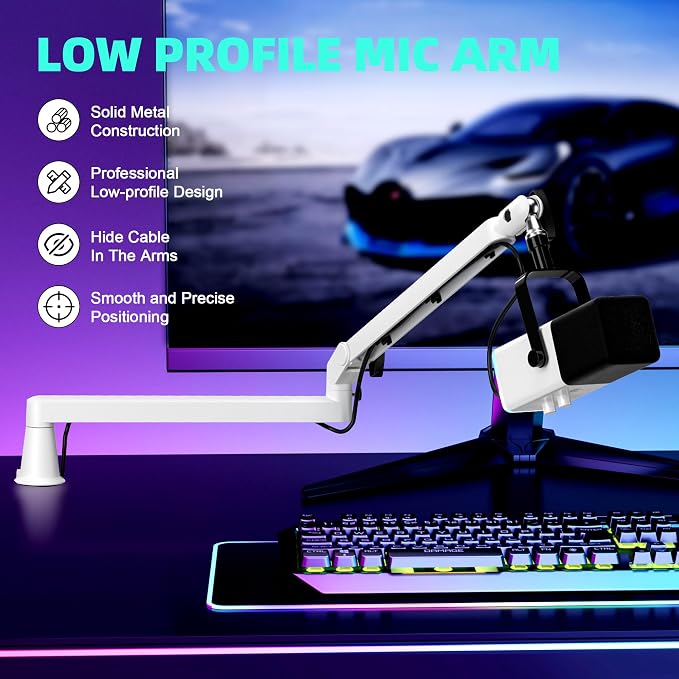 Low Profile Mic Arm Microphone Boom Arm Professional Adjustable - Image 2