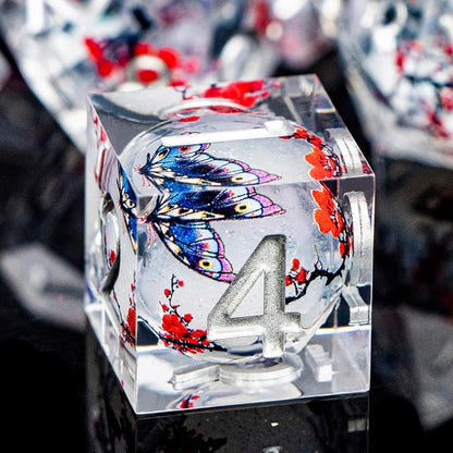 Butterfly DND Dice White Liquid Core Dice Set - Image 3