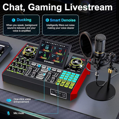 Podcast Microphone Bundle with Live Sound Card Audio Mixer, Podcast Equipment - Image 5