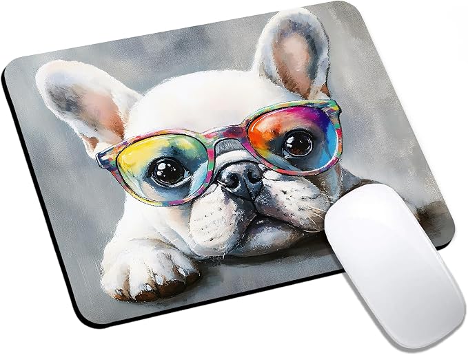 Mouse Pad, Cute Watercolor Bulldog Dog Mouse Pads by HUOCAIREN