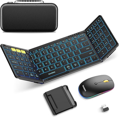Samsers Foldable Keyboard and Mouse, Folding Bluetooth Keyboard Mouse Combo by HOME