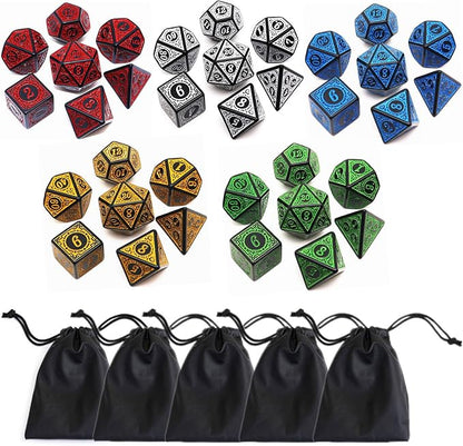 Polyhedral DND Dice Set, 5 Pack Dice Sets Fit by CREEBUY