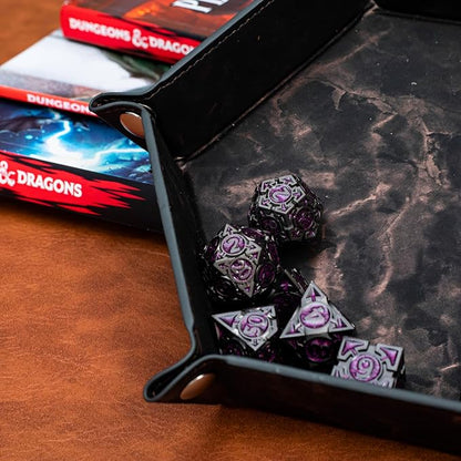 Purple Black Nickel Finish Heavy Metal DND Dice Set - Image 3