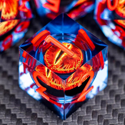 ARUOHHA DND Resin Dice Gazes Eye Dice Blue Red Liquid Core Flaming RPG Sharp - Image 3