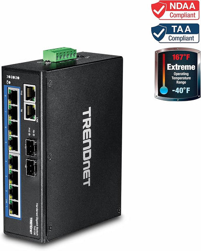 TRENDnet 10-Port Hardened Industrial Gigabit DIN-Rail Switch, 20Gbps Switching - Image 3