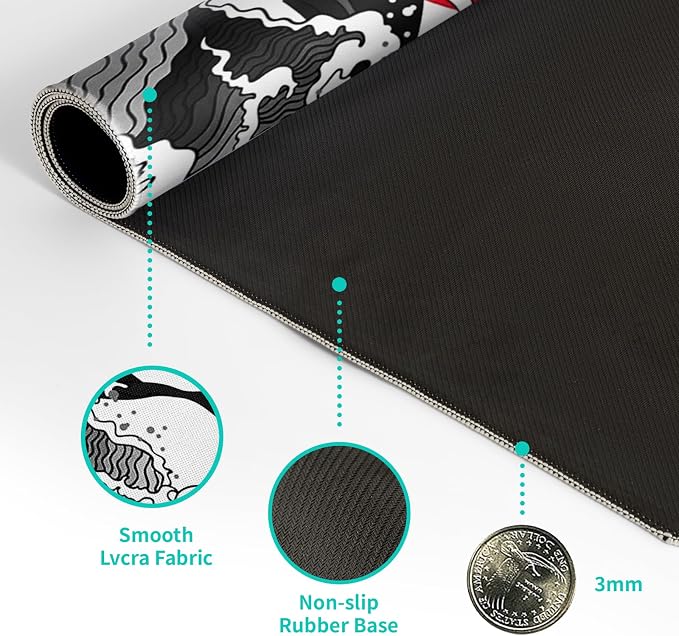 Japanese Red and Black Wave Gaming Mouse Pad Extended Large Mouse Mat Desk Pad - Image 8