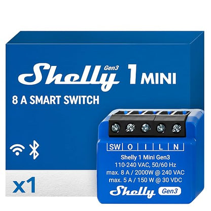 Shelly 1 Mini Gen3, WiFi & Matter Smart Relay Switch by Shelly
