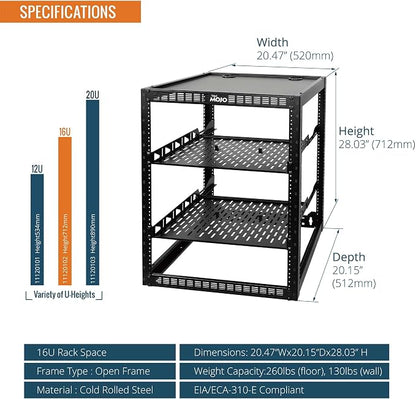 Tecmojo 16U Open Frame Network Rack - Image 2