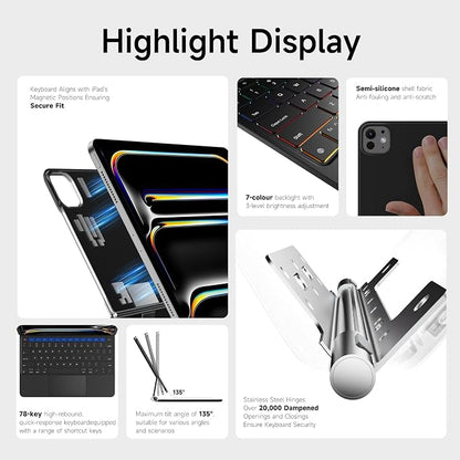 nimin Keyboard Case for iPad Pro 13 inch 2024, Magnetic Attach, 7-Color - Image 3