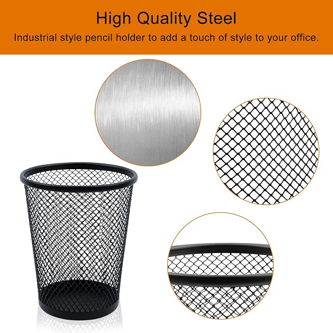 Desk Pencil Pen Holder, Wire Mesh Pen Cup Holder - Image 3