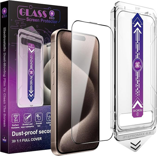 2 Pack Screen Protector for iPhone 16 Pro Max, 9H Tempered Glass, Full Coverage by Unknown