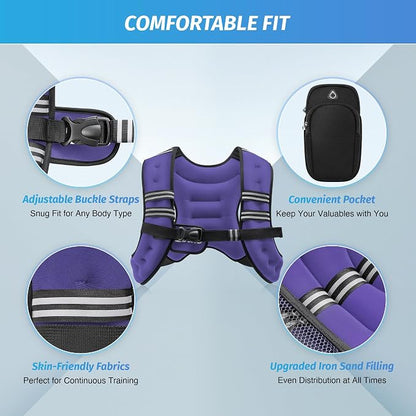 ZELUS Weighted Vest, 6lb/8lb/12lb/16lb/20lb/25lb/30lb Weight Vest - Image 2