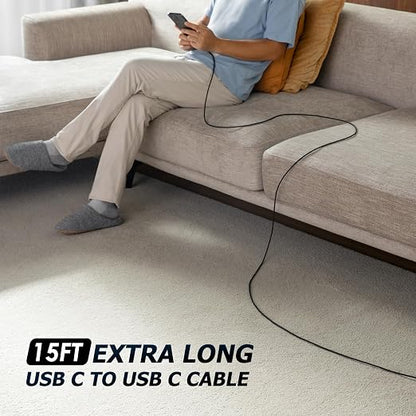Extra Long USB C to USB C Cable 15FT 100W, USB C Charger Cable Fast Charging - Image 5