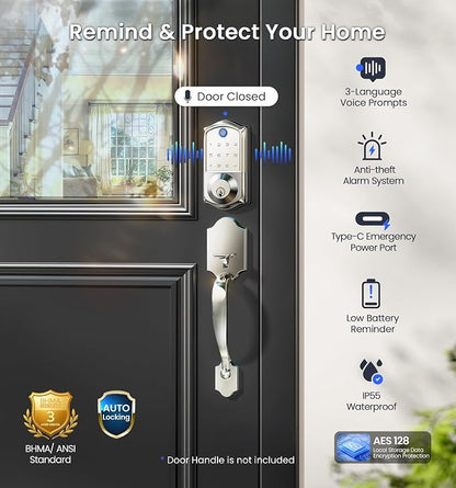 Veise VE017G Wi-Fi Keyless Entry Door Lock, App Remote & Voice Control - Image 7