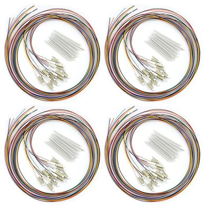 4Pack 12 Strand Multimode OM3 50/125 LC-UPC Fiber Pigtail, 1.5 Meters LC-OM3 by Bangun