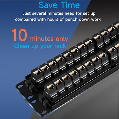 48 Port RJ45 Cat6 Patch Panel, 19 Inch, Easy Install & Repair, Rack Mountable - Image 4