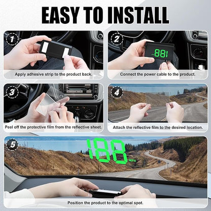 SINGARO Heads up Display for Cars, USB Plug Digital GPS HUD Speedometer - Image 5