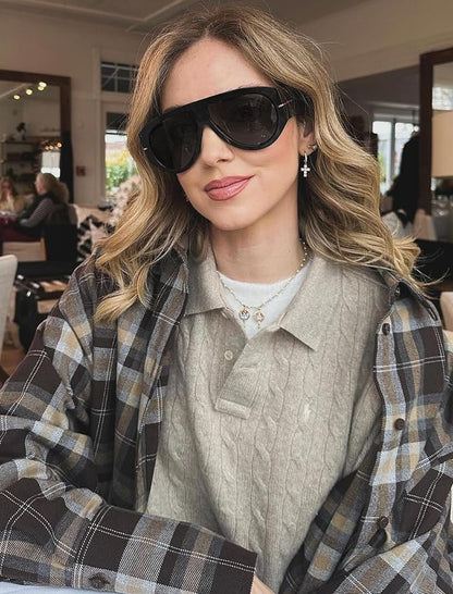 Oversized Retro Aviator Sunglasses - Image 3