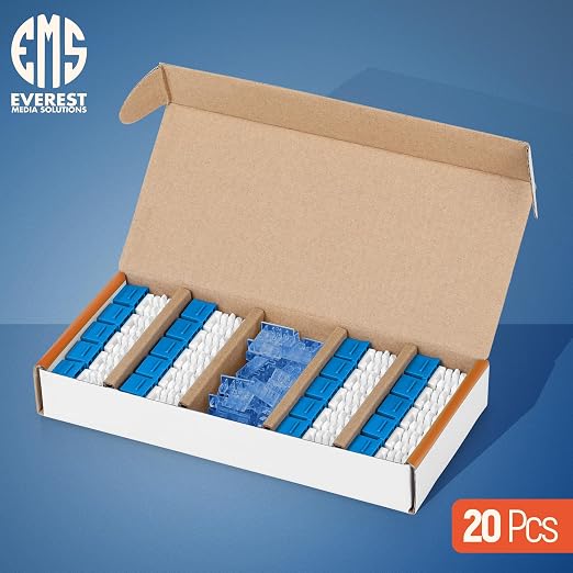 Everest 90° Angled RJ45 Cat5e Keystone Jacks 20-Pack in Blue - Image 2