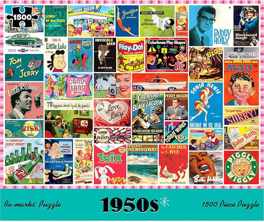 Re-marks 1950s Pop Culture Puzzle, 1500 Pieces by Re-marks
