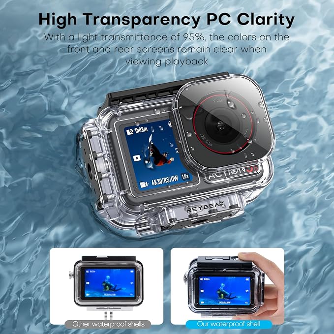 REYGEAK Waterproof Case for DJI Osmo Action 5Pro/4/3, 164FT/50M Underwater - Image 7