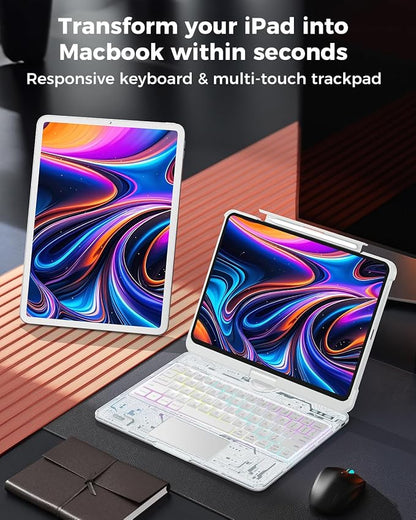 SIBEITU Keyboard Case for iPad Pro 13 Inch M5 2025 / M4 2024, 7-Color Backlight - Image 6