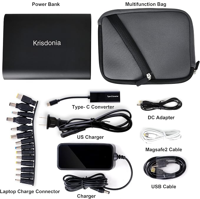 Krisdonia 50000mAh Laptop Power Bank 5/9/12/16/19/20V Portable Laptop Battery - Image 4