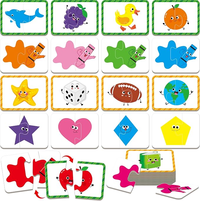 24 Set Color & Shape Puzzles, Self-Correcting Puzzle Matching Game Educational by SpriteGru
