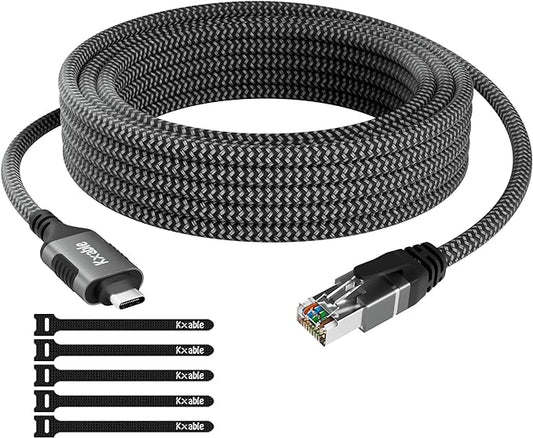 USB C to Ethernet Cable 8FT, Type C to RJ45 Cord, Gigabit Directly Connected by Kxable
