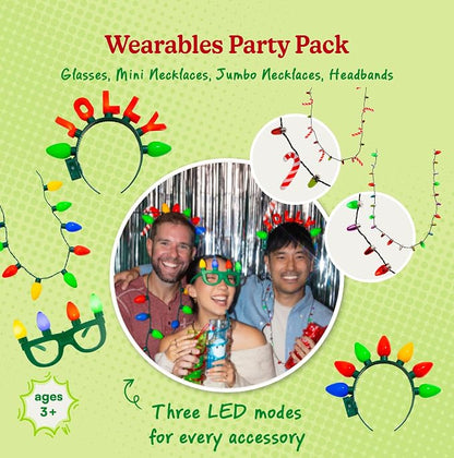 Light Up Party Wearables Set – LED Necklaces & Headbands, 3 Light Modes - Image 2
