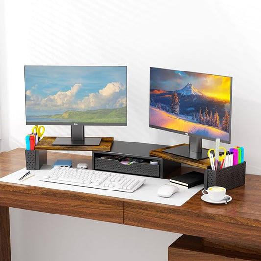 Spacrea Metal Desk Organizers and Accessories, Dual Monitor Stand Riser - Image 2