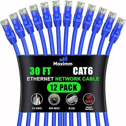 Maximm Cat 6 Ethernet Cable 30 Ft, Patch and Network Cable by MaximmCable