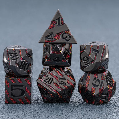 Metal Dice Set DND, Metallic Glitter Stripes D&D Dice Set - Image 7