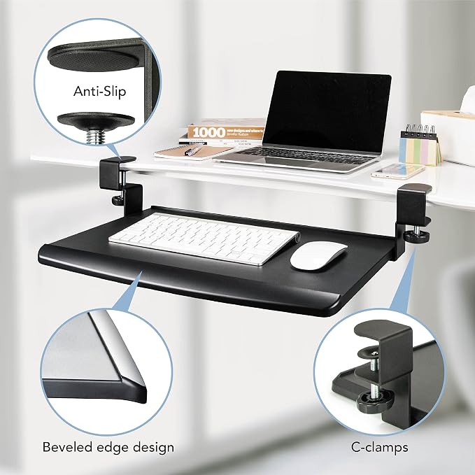 EHO Clamp-On Retractable Adjustable Keyboard Tray, Under Desk Ergonomic - Image 6