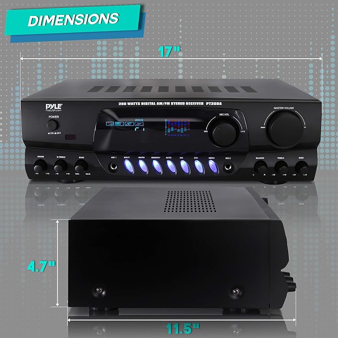 Pyle 200W Home Audio Power Amplifier - Image 3