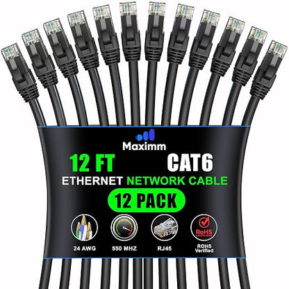 Maximm Cat 6 Ethernet Cable 12 Ft, Cat6 Cable, LAN Cable, Internet Cable by MaximmCable