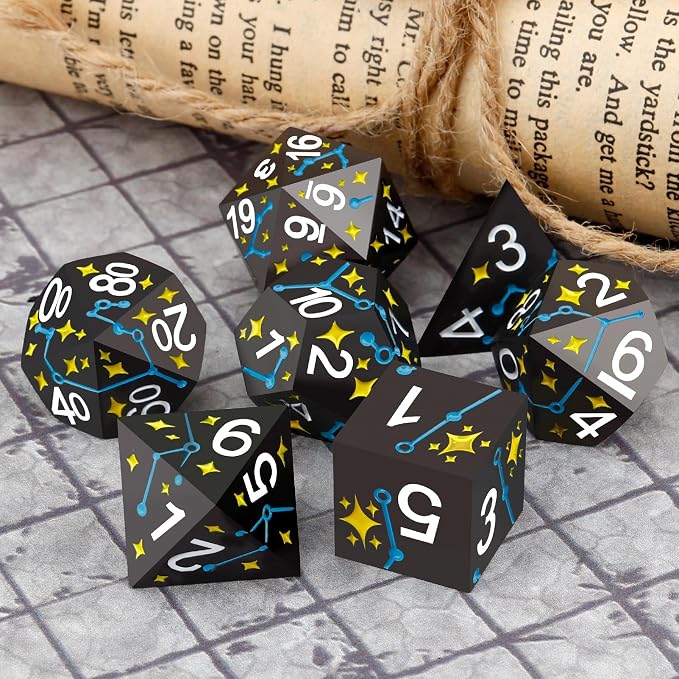 PJOY Metal Dice Set D&D Star DND Dice Set Polyhedral Dice - Image 4