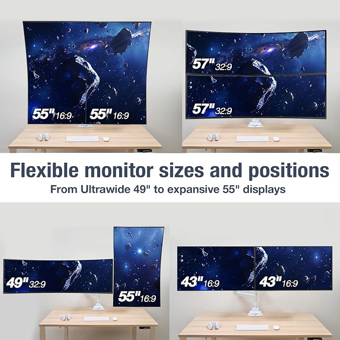 AVLT Dual 57 Inch Heavy Duty Stacking Monitor Arm Pole Top Mount - Image 4
