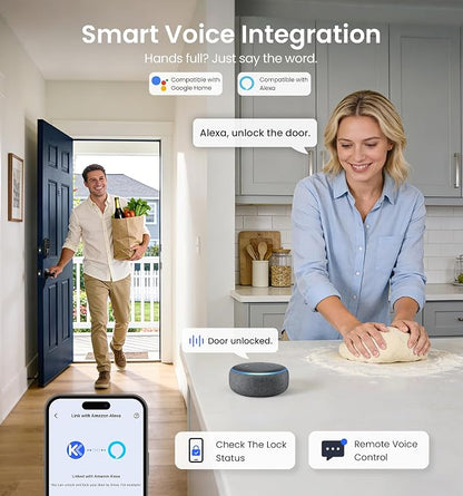 Veise VE027 Built-in Wi-Fi Smart Lock, Fingerprint Keyless Entry Front Door Lock - Image 10