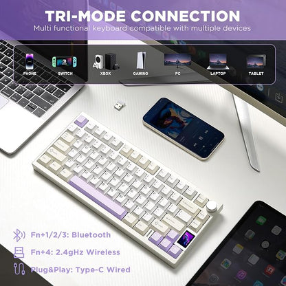 YUNZII AL80 Wireless Mechanical Keyboard, Full Aluminum CNC, Smart LCD Display - Image 4