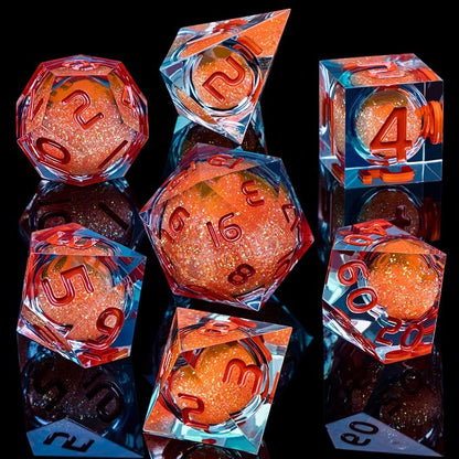 ARUOHHA Liquid Core DND Dice Set, RPG Orange Dungeons Polyhedral Dice - Image 2